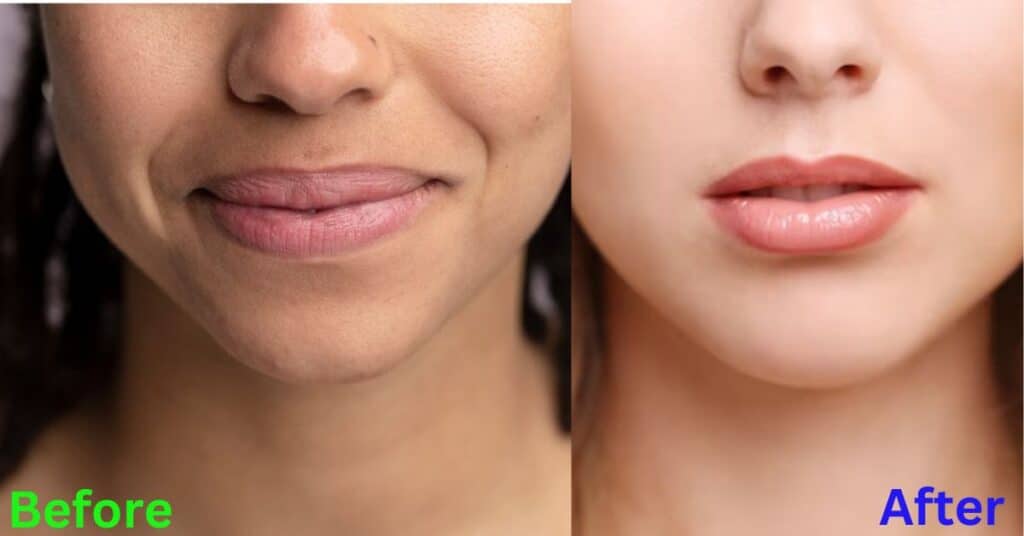 Example of Before and after Lip Blushing